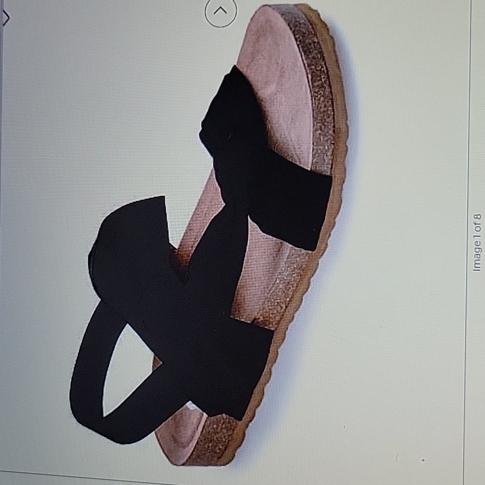 Journee Collection Xanndra bow detail black sandals platform vegan leather 7.5 …